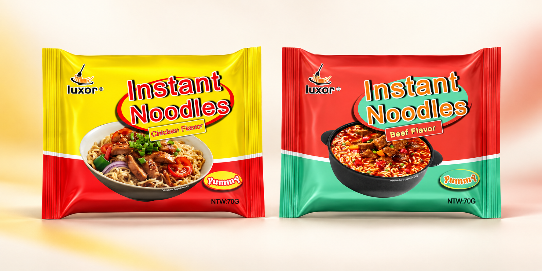 Luxor Chicken Flavour and Beef Flavour instant noodles